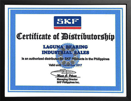 Certificate of Distributorship Laguna Auto-Industrial Bearing Incorporated